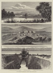 Kimberley Waterworks, Diamond Fields, Jižní Afrika (rytina) od English School