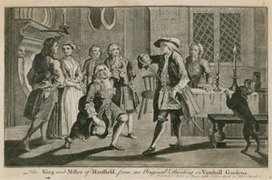Král a Miller z Mansfieldu z originálního obrazu ve Vauxhall Gardens v Londýně od English School