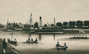 The Landing Stage River View, Ipswich (litografie) od English School
