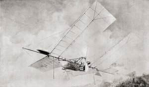 Létající stroj Langley Aerodrome v letu v 19. století. From The Strand Magazine vydaný v roce 1897. od English School