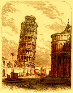 Šikmá věž a Apsis katedrály, Pisa, ilustrace z The World as it Is od George Chisholma, publikovaná v roce 1885 (digitálně vylepšený obrázek) od English School