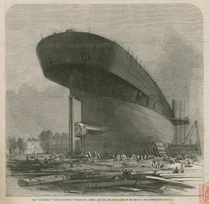 Parní loď Leviathan (Velký východní); záď a nástavec pro čepele šroubu od English School