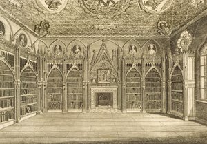 Knihovna, vyryla Godfrey, z Popis Strawberry Hill od Horace Walpole, 1784 od English School