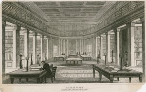 Knihovna londýnské instituce, Finsbury Circus, Londýn od English School