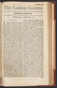 The London Gazette, vydání 5655, strana 1, 28. června 1718 (tisk) od English School