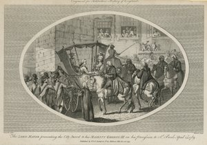Primátor předává městský meč Jeho Veličenstvu Jiřímu III od English School