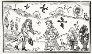 The Lovers Quarrel, ilustrace z Chap-books of the Eighteenth Century od Johna Ashtona, hospoda. 1882 od English School