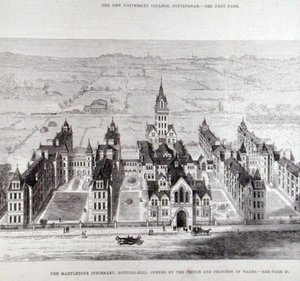 Marylebone Infirmary, Notting Hill, otevřena princem a princeznou z Walesu, z The Illustrated London News, 7. února 1881 od English School