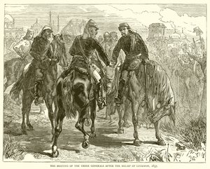 Setkání tří generálů po reliéfu Lucknow, 1857 od English School