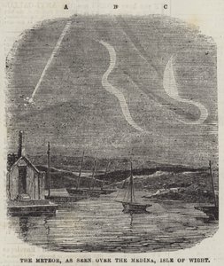 Meteor, jak je vidět nad Medinou, Isle of Wight (rytina) od English School