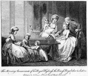 Ranní zábavy její královské Výsosti princezny Royal a jejích 4 sester, 1782 od English School