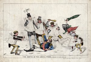 Motto liberálního tisku, které ukazuje, jak byl Napoleon III napaden britským tiskem od English School