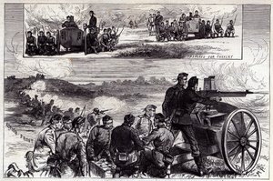 The Nordenfelt Guns at Aldershot, z Illustrated London News, září 1885 od English School