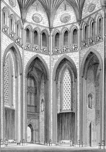 Octagon, z jihovýchodu, z grafických a literárních ilustrací Fonthill Abbey od Johna Brittona, 1823 od English School