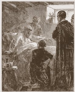 The Old Covenanters Last Sermon, ilustrace z Historie protestantismu od Jamese Aitkena Wylie (1808-1890), pub. 1878 od English School