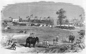 Otevření Východoindické železnice: Nádraží Burdwan, 1855 od English School