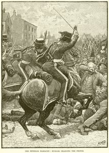Masakr v Peterloo: Husaři útočí na lid od English School