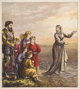 Děti poutníků (barevná litografie) od English School