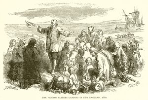 Přistání Otců poutníků v Nové Anglii, 1660 od English School