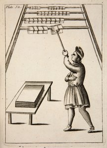 The Pressman Hanging Paper, pub. 1683 rytina. od English School