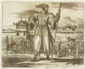 Generál čínské armády, ilustrace z popisu vyslanectví v Číně, 1690 od English School