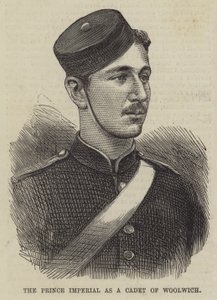 Princ Imperial jako kadet z Woolwiche (rytina) od English School