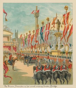 Princezna Alexandra při příjezdu přes London Bridge od English School
