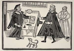 The Proctor and Parator, titulní strana traktátu o zneužívání a přemrštěnosti duchovních soudů, 1641 od English School