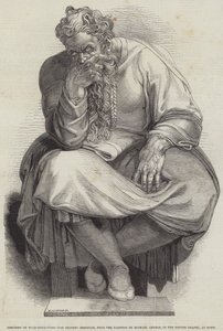 Prorok Jeremiáš, z obrazu Michaela Angela, v Sixtinské kapli, v Římě (rytina) od English School