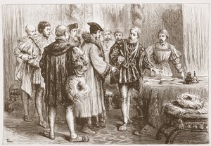 Protestantští princové podepisují své vyznání, ilustrace z Historie protestantismu od Jamese Aitkena Wylie (1808-1890), hospoda. 1878 od English School