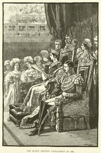 Královna otevírá parlament v roce 1846 (rytina) od English School