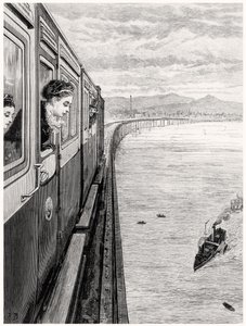 Královnin návrat z Vysočiny; Její Veličenstvo překračuje Tay Bridge, Dundee od English School