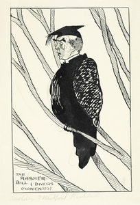 The Rasher-Bill (Divers Oxoniensis): Hastings Rashdall (1858-1924) (pero, inkoust a tužka na papíře) od English School