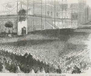 Reverend Charles Haddon Spurgeon káže své kázání ke Dni ponížení v Crystal Palace od English School