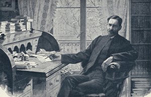 Reverend Hugh Price Hughes ve své studii (litho) od English School