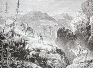 Cesta do Hondy, Kolumbie, z „Galerie geografie“ od reverenda Thomase Milnera, vydaná kolem roku 1880 (rytina) od English School