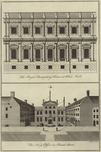 Královský banketní dům ve Whitehallu a Navy Office na Broad Street v Londýně od English School