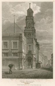 Royal Exchange, Londýn, při pohledu na jihozápad od English School