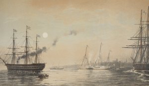 Královská jachta off Margate večer 5. března 1863, z Památníku sňatku Edwarda VII. a Alexandry Dánské, hospoda. 1864 od English School