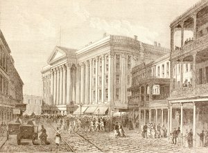 Saint Charles Hotel St. Charles Streetillä, New Orleansissa 1880-luvulla (litho) od English School