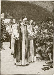Sedm biskupů vstupujících do Toweru, ilustrace z Cassells Illustrated History of England (sépiová fotografie) od English School