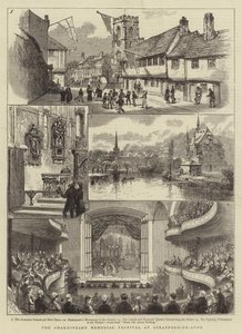 Shakespeare Memorial Festival ve Stratford-on-Avon (rytina) od English School