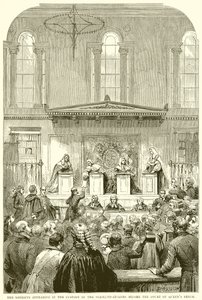 Šerifové se objevili ve vazbě Serjeant-at-Arms před Court of Queens Bench od English School