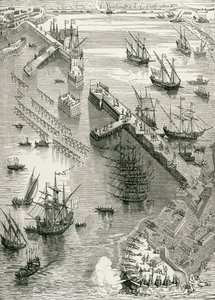 Obléhání Rochelle, z Historie Francie, Emile de Bonnechose, vydal Ward, Lock and Co, Londýn od English School