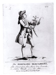 The Simpling Macaroni, hospoda. od N. Darly, 13. července 1772 (rytina) (černobílá fotografie) od English School