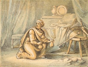 The Sin of Achan (barevná rytina) od English School