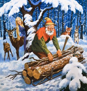 Sněhová víla, ilustrace z filmu "Bylo nebylo" (kvaš na papíře) od English School