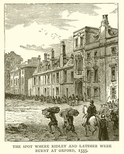 Místo, kde byli Ridley a Latimer upáleni v Oxfordu, 1555
