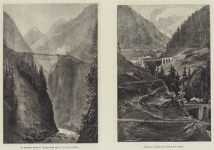 Železniční tunel St Gothard (rytina) od English School