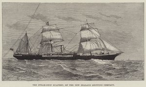 Parní loď Ruapehu společnosti New Zealand Shipping Company (rytina) od English School